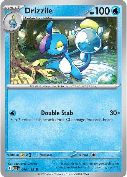 Drizzile [MEG - 040/132] Condition: Near Mint Collectible Trading Cards ME01: Mega Evolution Also available: Language: English Printing: Reverse Holofoil