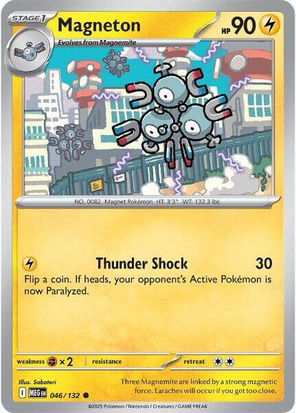 Magneton [MEG - 046/132] Condition: Near Mint Collectible Trading Cards ME01: Mega Evolution Also available: Language: English Printing: Reverse Holofoil