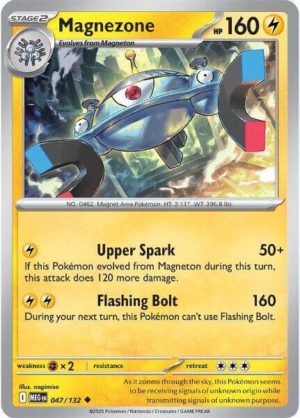 Magnezone [MEG - 047/132] Condition: Near Mint Collectible Trading Cards ME01: Mega Evolution Also available: Language: English Printing: Reverse Holofoil