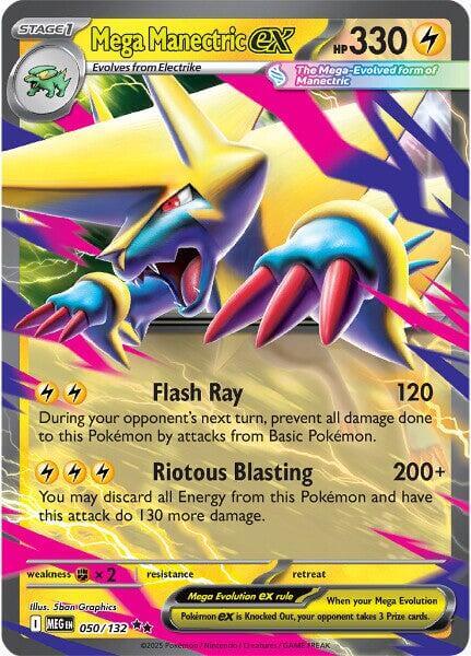 Mega Manectric ex - 050/132 [MEG - 050/132] Condition: Near Mint Collectible Trading Cards ME01: Mega Evolution Also available: Language: English Printing: Holofoil