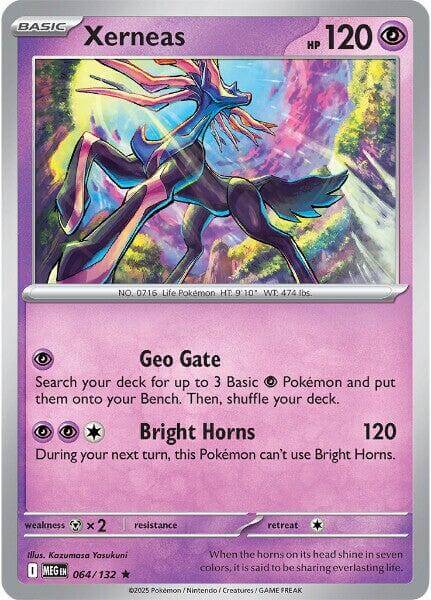 Xerneas [MEG - 064/132] Condition: Near Mint Collectible Trading Cards ME01: Mega Evolution Also available: Language: English Printing: Holofoil