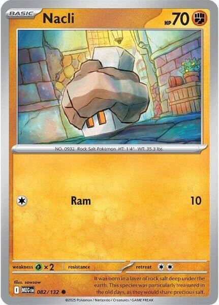 Nacli [MEG - 082/132] Condition: Near Mint Collectible Trading Cards ME01: Mega Evolution Also available: Language: English Printing: Reverse Holofoil