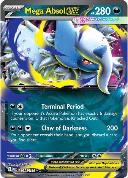 Mega Absol ex - 086/132 [MEG - 086/132] Condition: Near Mint Collectible Trading Cards ME01: Mega Evolution Also available: Language: English Printing: Holofoil