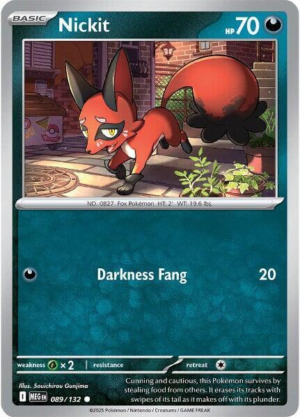 Nickit [MEG - 089/132] Condition: Near Mint Collectible Trading Cards ME01: Mega Evolution Also available: Language: English Printing: Reverse Holofoil
