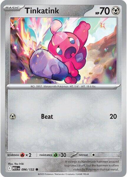 Tinkatink [MEG - 096/132] Condition: Near Mint Collectible Trading Cards ME01: Mega Evolution Also available: Language: English Printing: Reverse Holofoil
