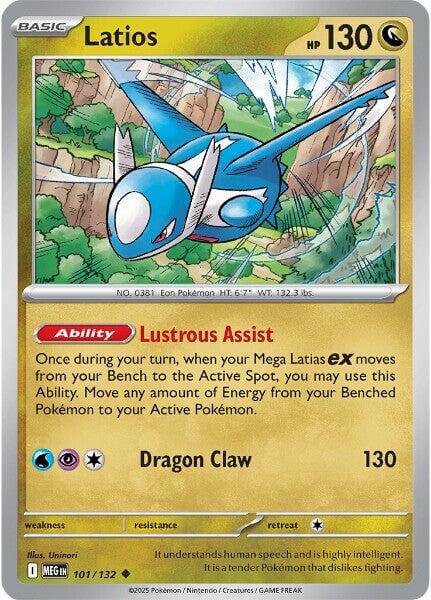 Latios [MEG - 101/132] Condition: Near Mint Collectible Trading Cards ME01: Mega Evolution Also available: Language: English Printing: Reverse Holofoil