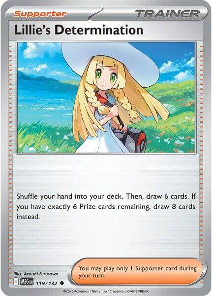 Lillie's Determination - 119/132 [MEG - 119/132] Condition: Near Mint Collectible Trading Cards ME01: Mega Evolution Also available: Language: English Printing: Reverse Holofoil