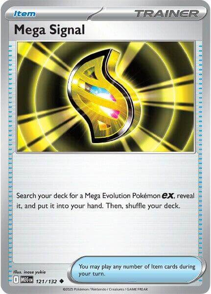 Mega Signal - 121/132 [MEG - 121/132] Condition: Near Mint Collectible Trading Cards ME01: Mega Evolution Also available: Language: English Printing: Reverse Holofoil