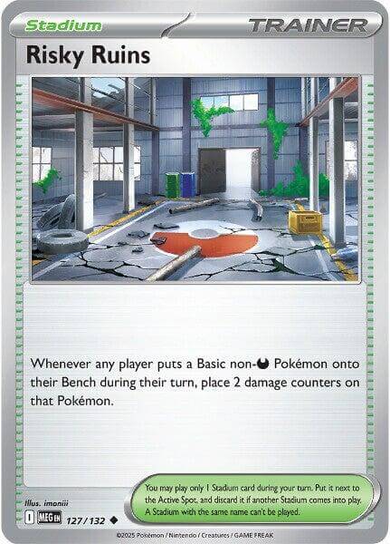 Risky Ruins [MEG - 127/132] Condition: Near Mint Collectible Trading Cards ME01: Mega Evolution Also available: Language: English Printing: Reverse Holofoil