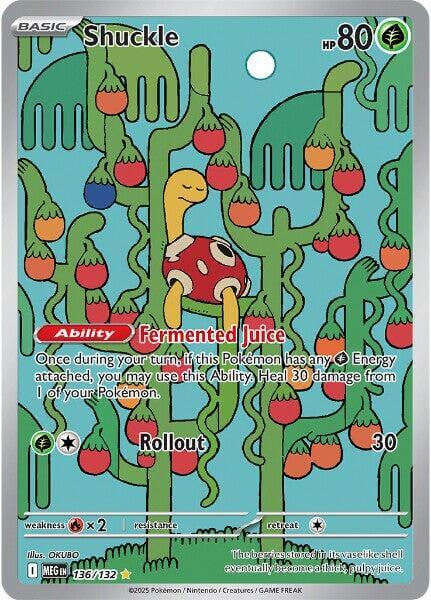 Shuckle - 136/132 [MEG - 136/132] Condition: Near Mint Collectible Trading Cards ME01: Mega Evolution Also available: Language: English Printing: Holofoil