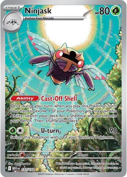 Ninjask - 137/132 [MEG - 137/132] Condition: Near Mint Collectible Trading Cards ME01: Mega Evolution Also available: Language: English Printing: Holofoil