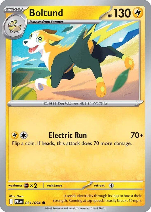 Boltund [PFL - 031/094] Condition: Near Mint Collectible Trading Cards ME02: Phantasmal Flames Also available: Language: English Printing: Reverse Holofoil