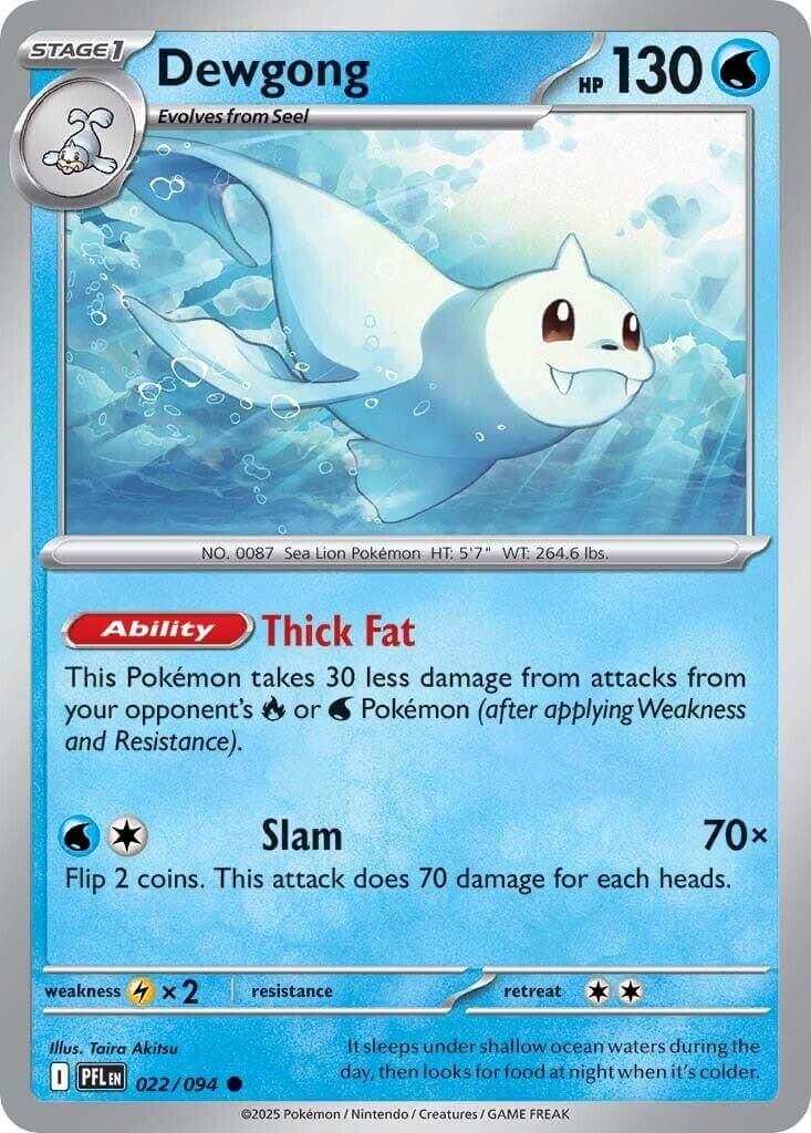 Dewgong - 022/094 [PFL - 022/094] Condition: Near Mint Collectible Trading Cards ME02: Phantasmal Flames Also available: Language: English Printing: Reverse Holofoil