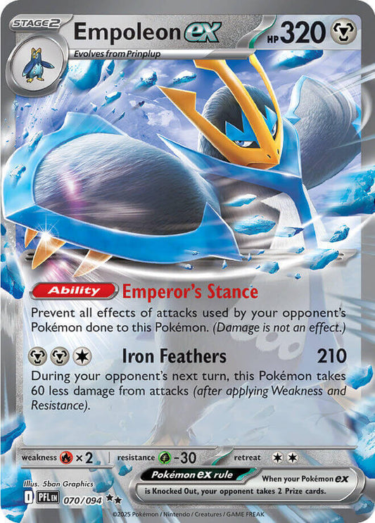 Empoleon ex - 070/094 [PFL - 070/094] Condition: Near Mint Collectible Trading Cards ME02: Phantasmal Flames Also available: Language: English Printing: Holofoil