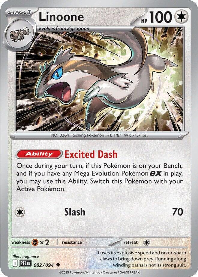 Linoone [PFL - 082/094] Condition: Near Mint Collectible Trading Cards ME02: Phantasmal Flames Also available: Language: English Printing: Reverse Holofoil