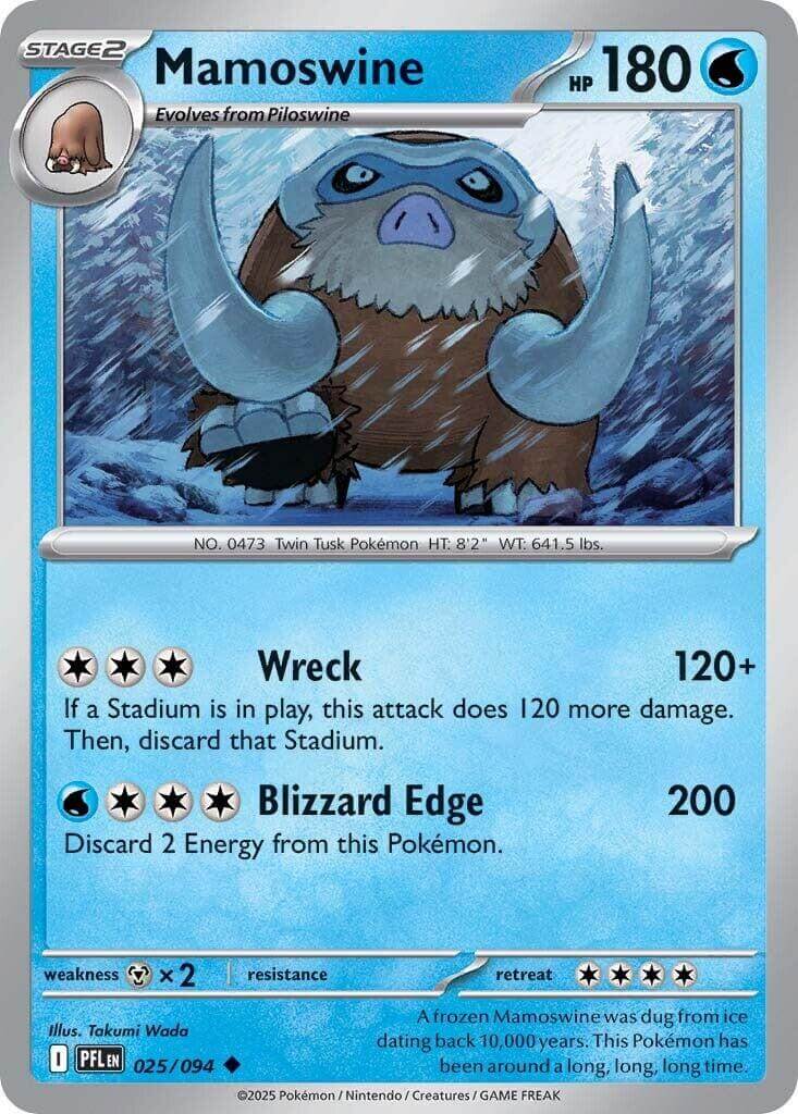 Mamoswine [PFL - 025/094] Condition: Near Mint Collectible Trading Cards ME02: Phantasmal Flames Also available: Language: English Printing: Reverse Holofoil