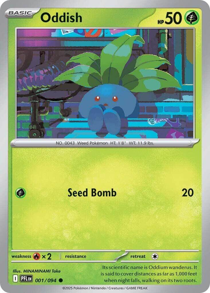 Oddish [PFL - 001/094] Condition: Near Mint Collectible Trading Cards ME02: Phantasmal Flames Also available: Language: English Printing: Reverse Holofoil
