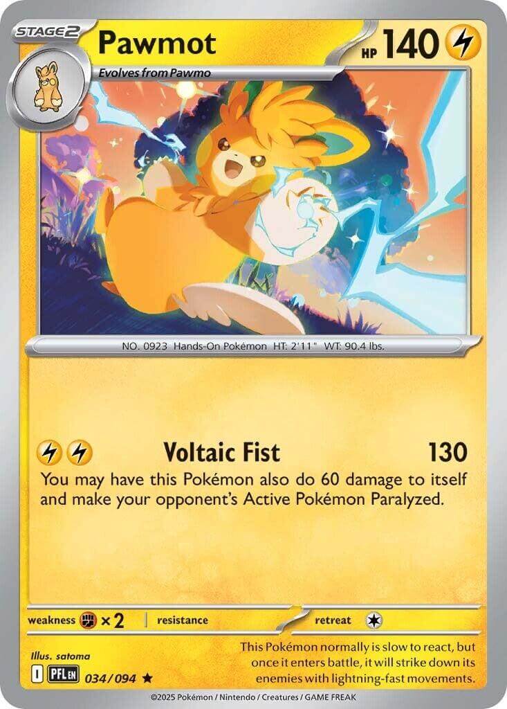 Pawmot [PFL - 034/094] Condition: Near Mint Collectible Trading Cards ME02: Phantasmal Flames Also available: Language: English Printing: Reverse Holofoil