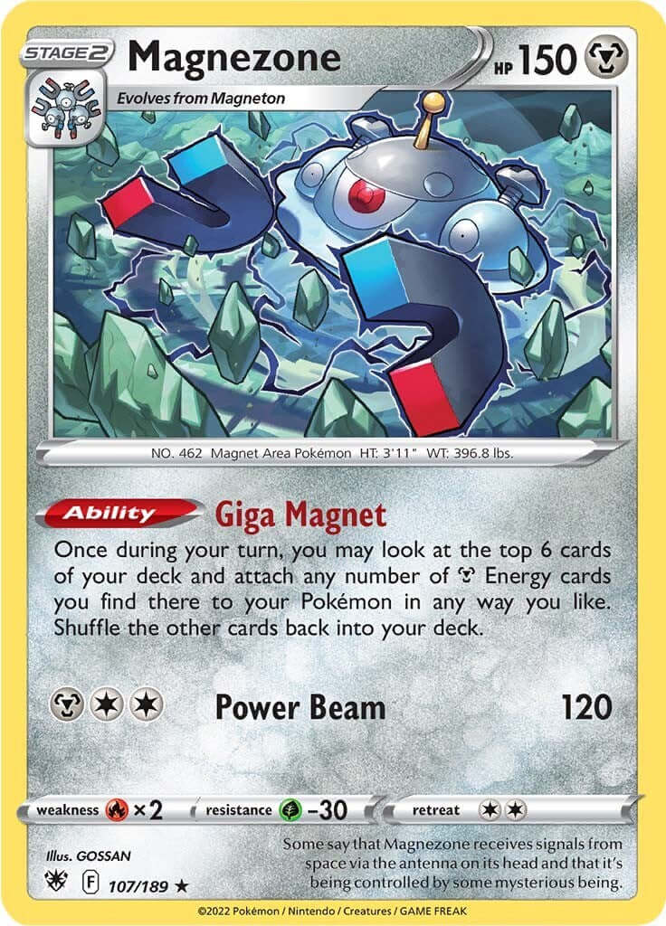 Magnezone [SWSH10 - 107/189] Condition: Near Mint Collectible Trading Cards SWSH10: Astral Radiance Also available: Language: English Printing: Reverse Holofoil