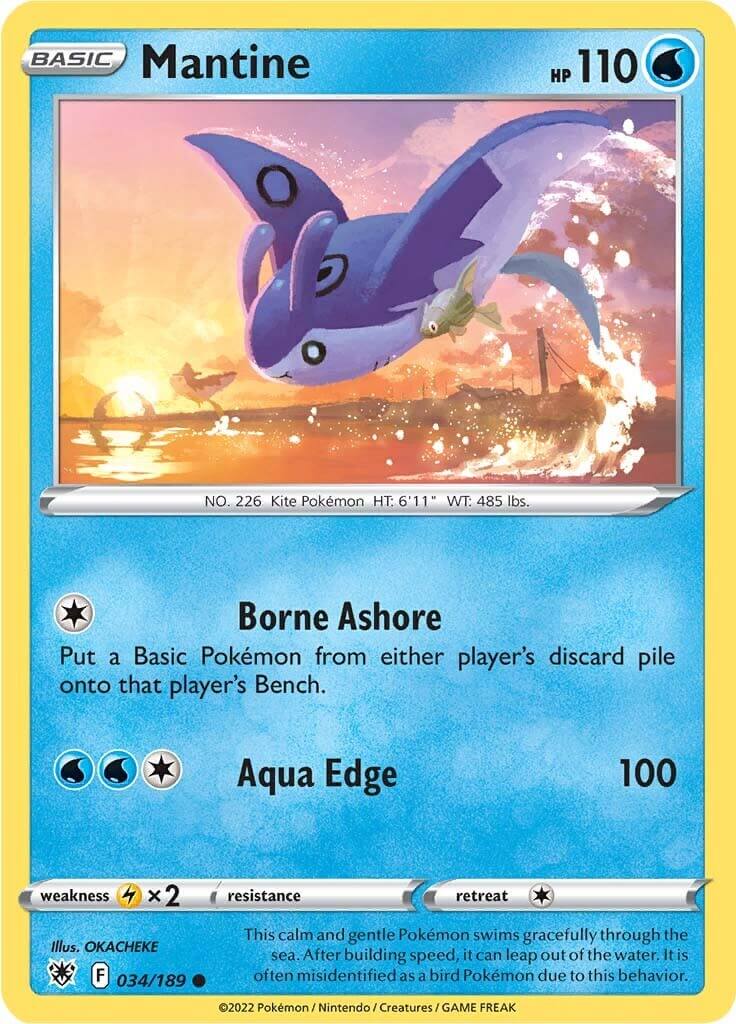 Mantine [SWSH10 - 034/189] Condition: Near Mint Collectible Trading Cards SWSH10: Astral Radiance Also available: Language: English Printing: Reverse Holofoil