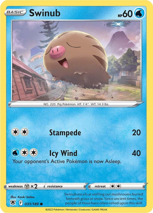 Swinub [SWSH10 - 031/189] Condition: Near Mint Collectible Trading Cards SWSH10: Astral Radiance Also available: Language: English Printing: Reverse Holofoil