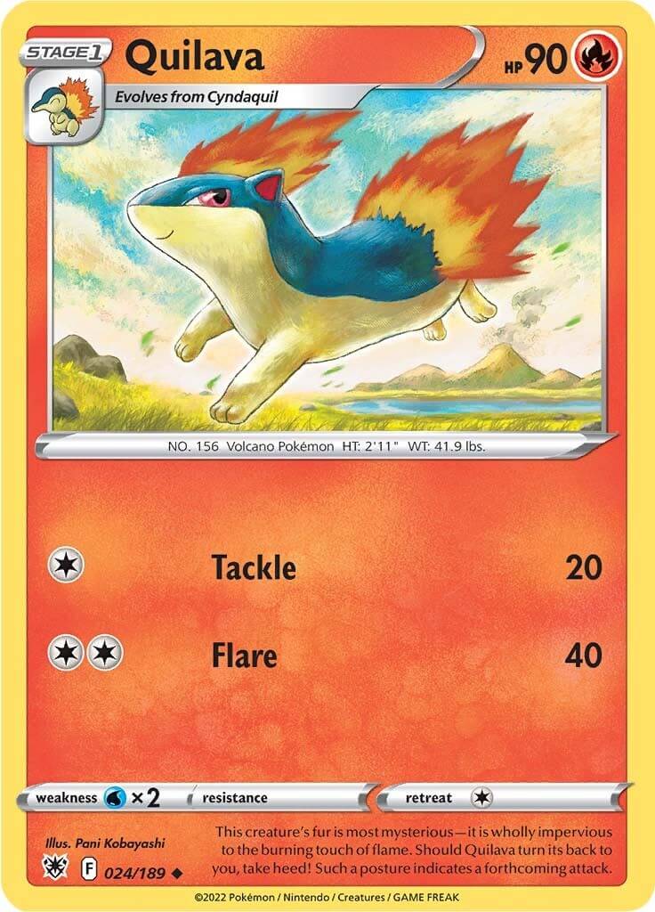 Quilava [SWSH10 - 024/189] Condition: Near Mint Collectible Trading Cards SWSH10: Astral Radiance Also available: Language: English Printing: Reverse Holofoil