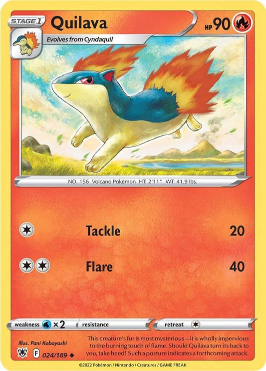 Quilava [SWSH10 - 024/189] Condition: Near Mint Collectible Trading Cards SWSH10: Astral Radiance Also available: Language: English Printing: Reverse Holofoil