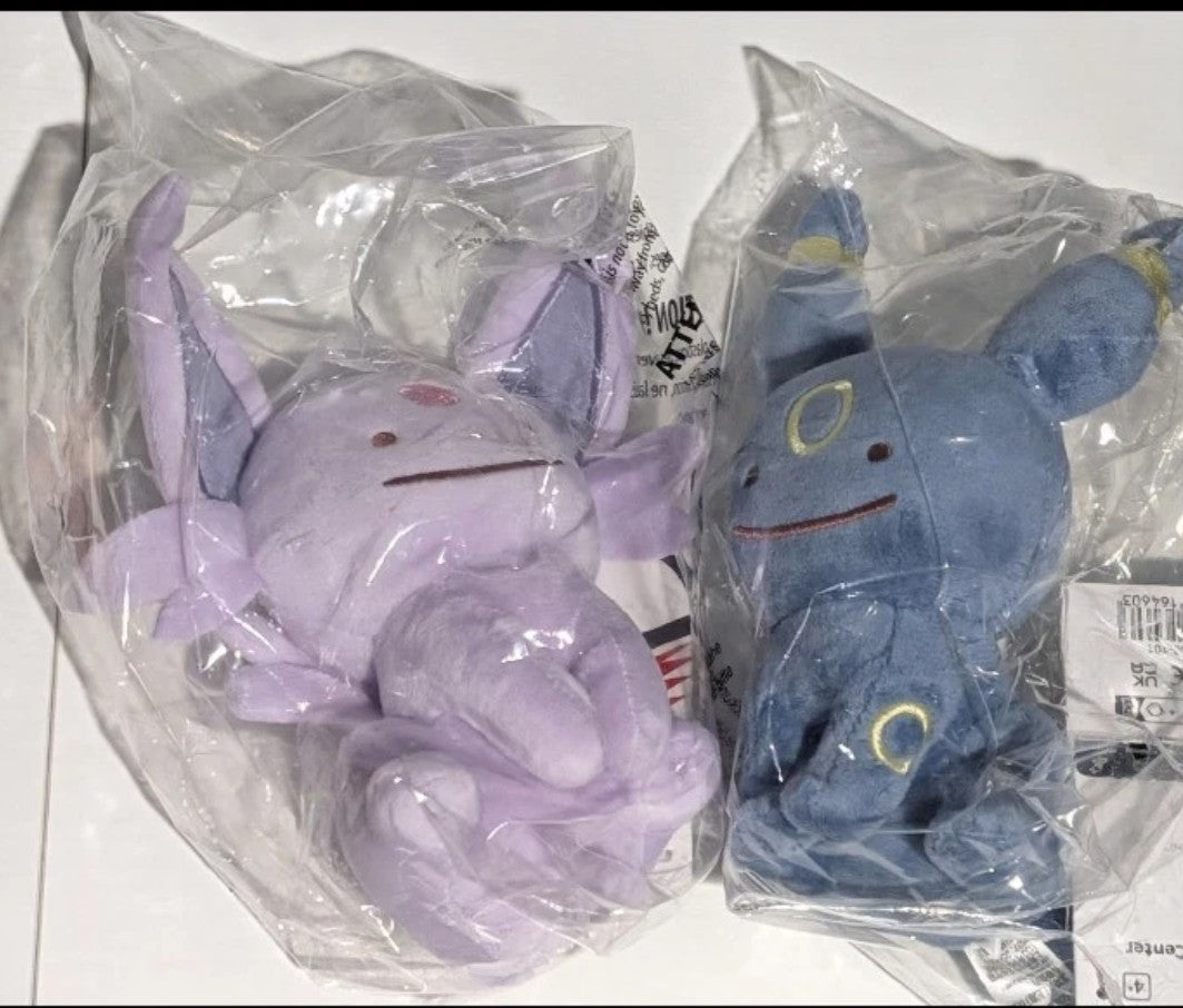 Ditto As Umbreon Espeon Plush Lot - 7.5" Sealed - New - Pokemon Center Exclusive Stuffed Animals Clayboi's Cards Also available: