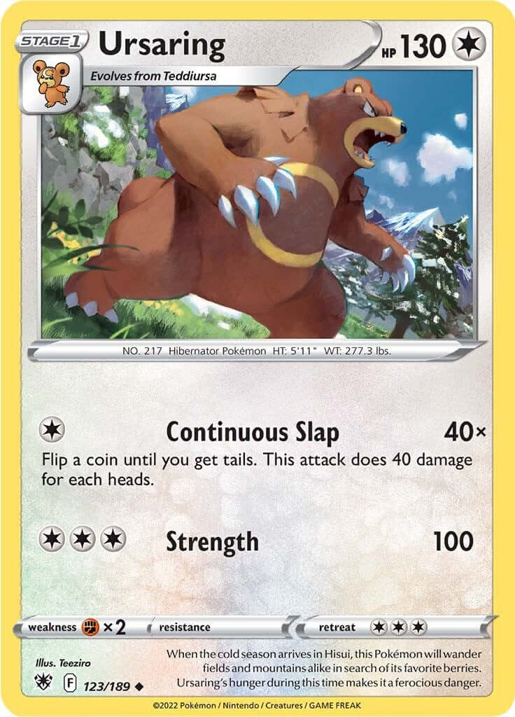 Ursaring [SWSH10 - 123/189] Condition: Near Mint Collectible Trading Cards SWSH10: Astral Radiance Also available: Language: English Printing: Reverse Holofoil